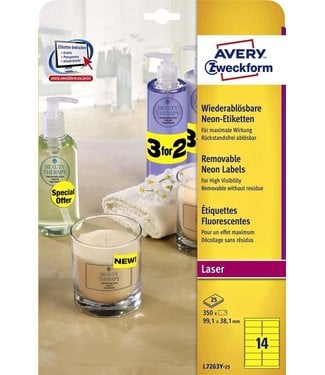 Avery ETIKET L7263Y-25 99.1X38.1 350STKS