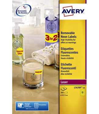 Avery ETIKET L7670Y-25 63.5 300STKS