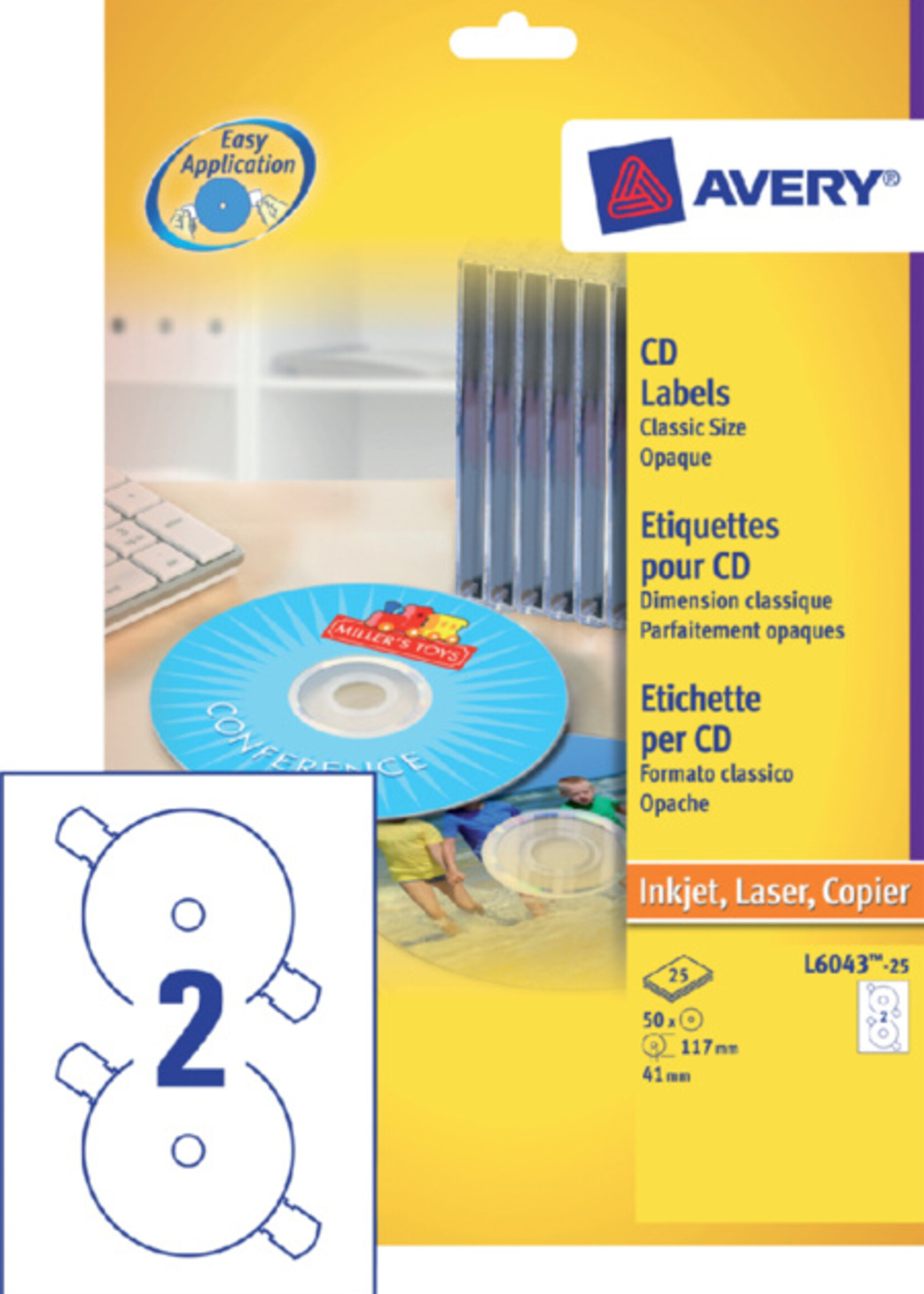 Avery Zweckform Avery Zweckform ETIKET CD L6043-100 200STKS