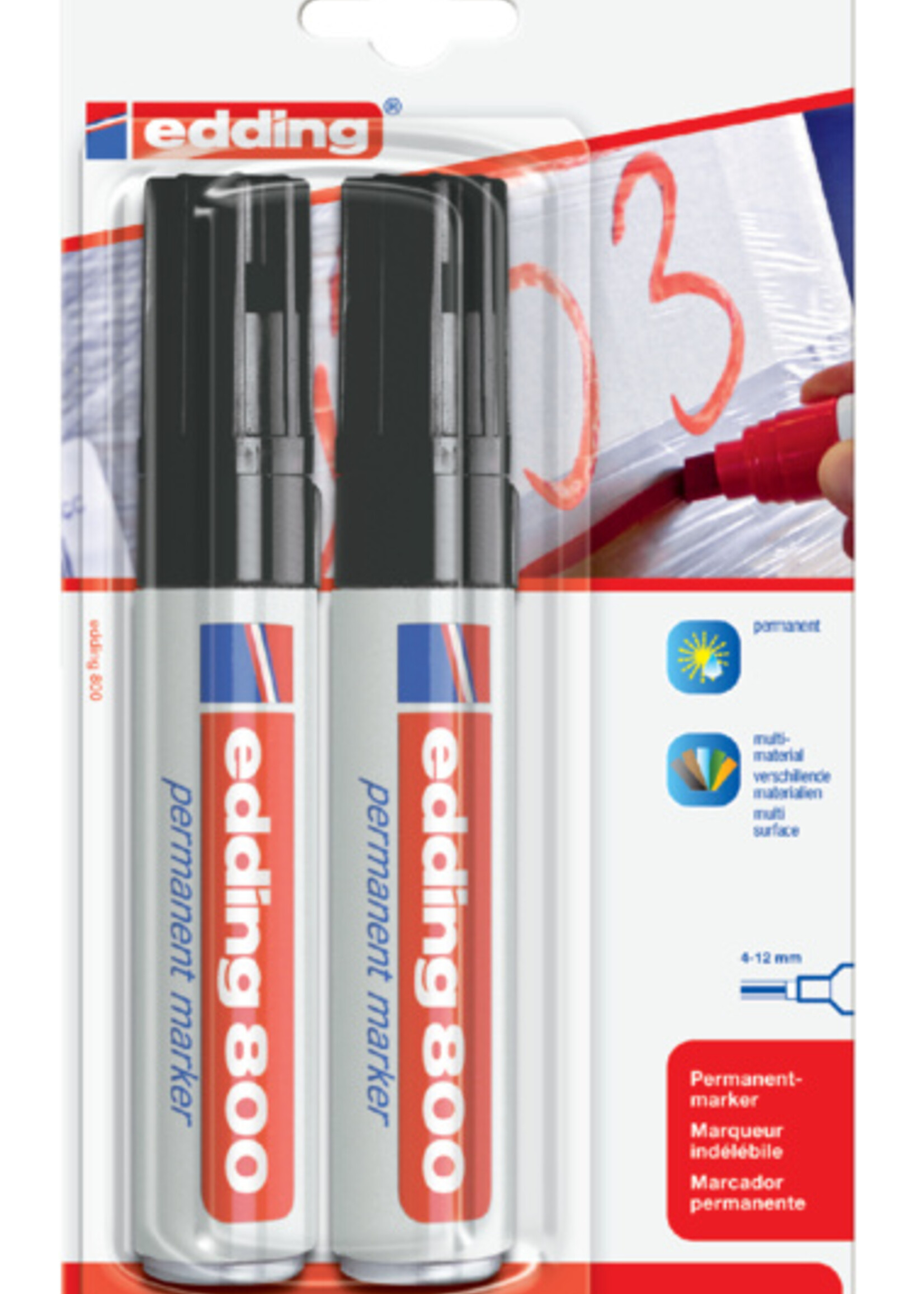 edding edding VILTSTIFT 800 SCHUIN ZW 2STKS