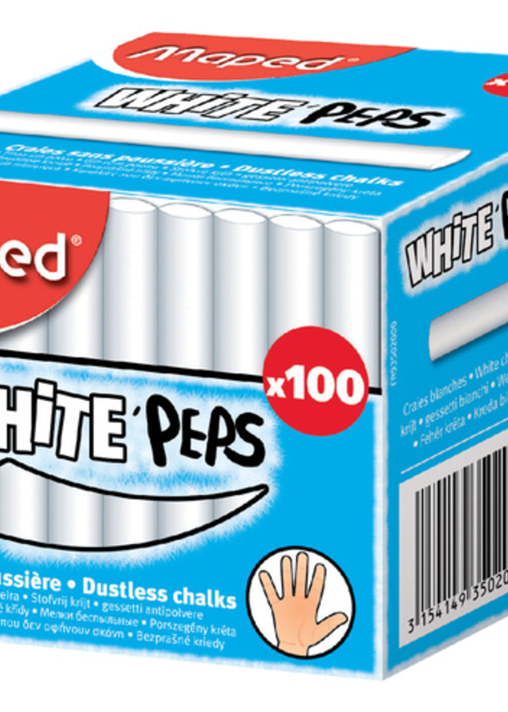 Maped Maped SCHOOLBORDKRIJT COLOR'PEPS WIT 100STKS