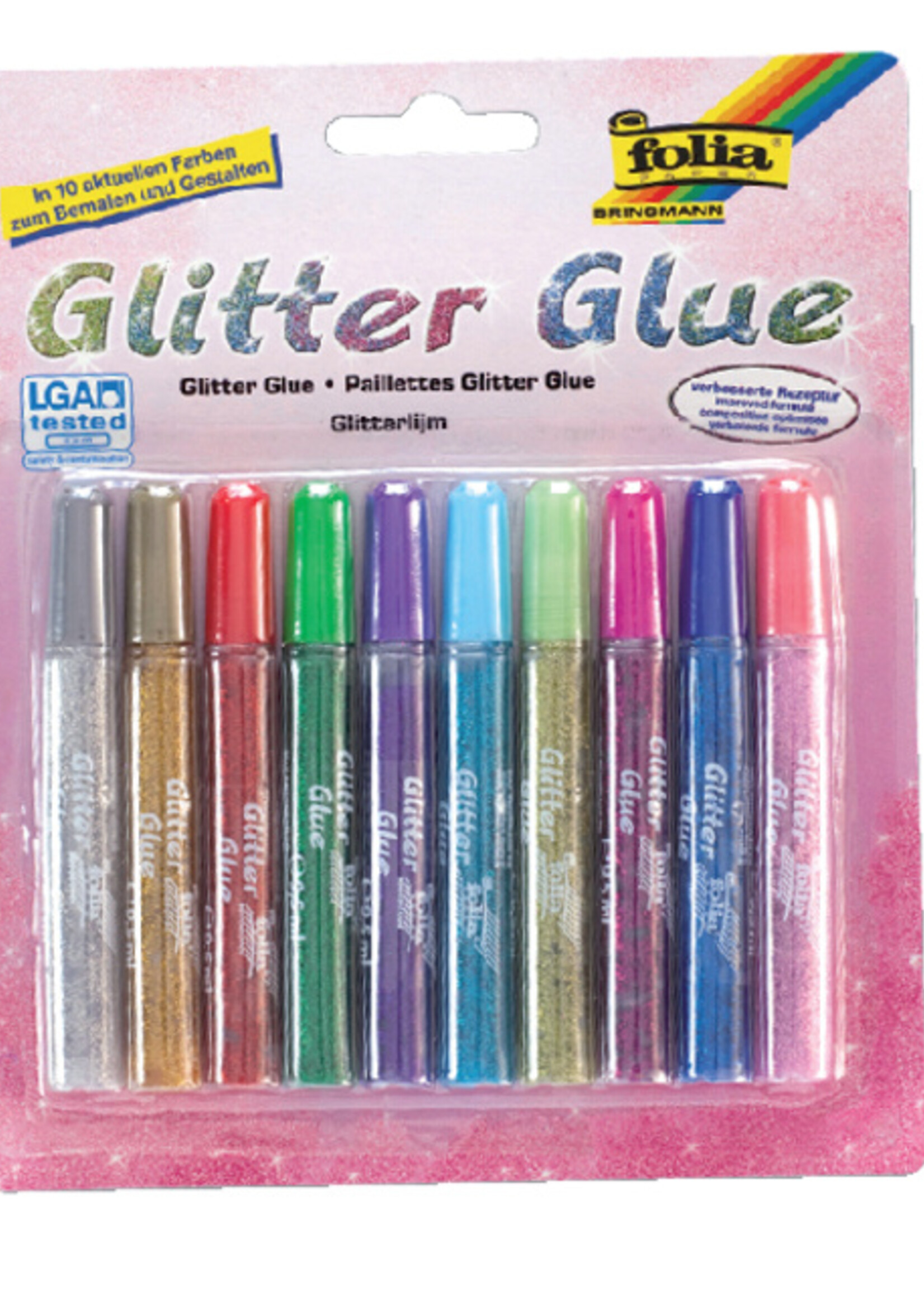 Folia Paper Folia Paper GLITTERLIJM 9.5ML ASS 10STKS