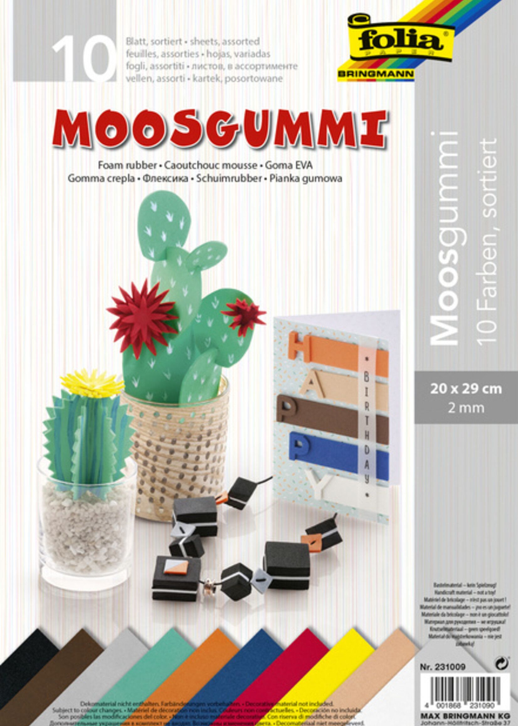 Folia Paper Folia Paper FOAM BASIC 20X29CM ASS 10STKS