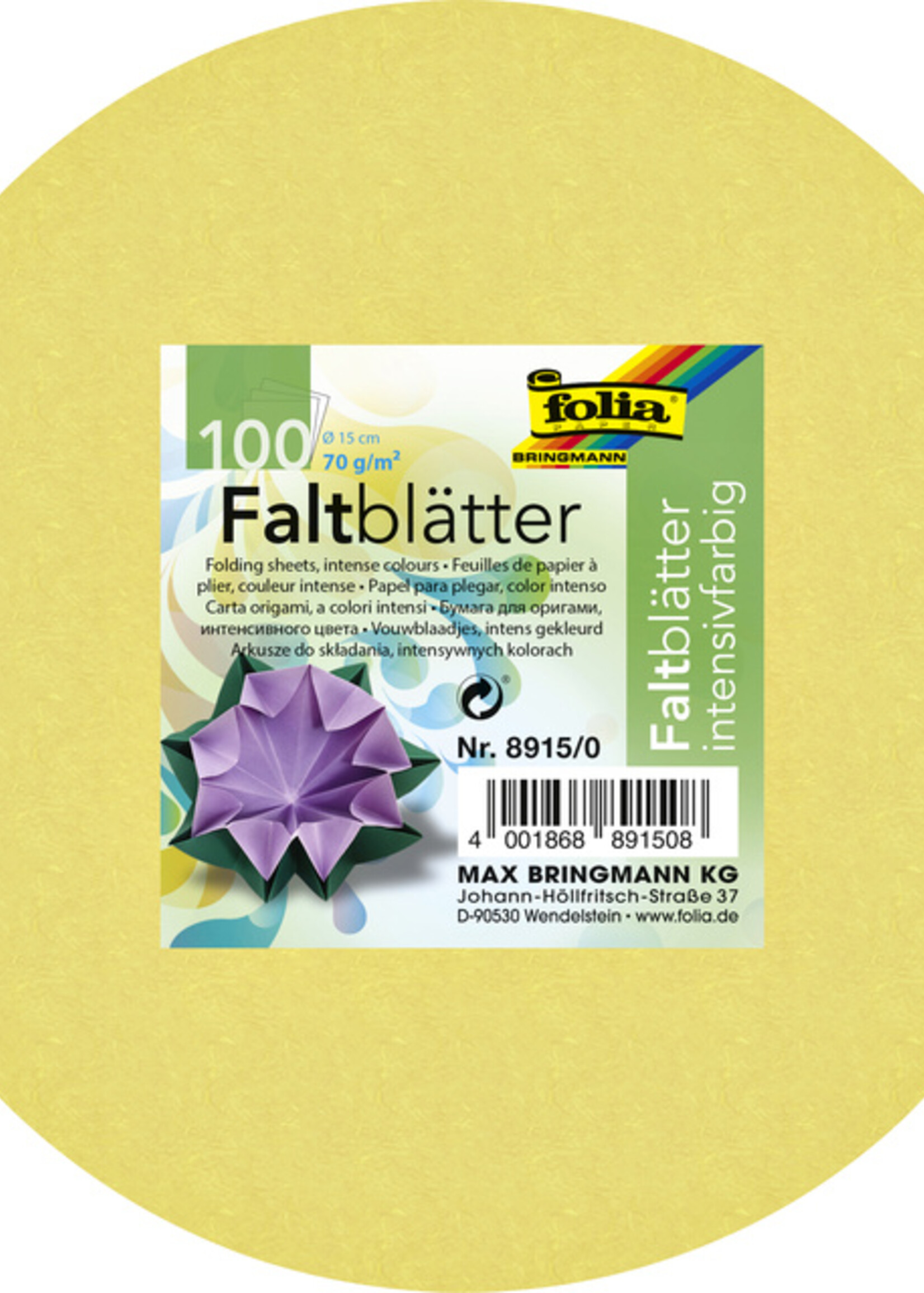 Folia Paper Folia Paper VOUWBLAADJES ROND 15CM ASS 100VEL