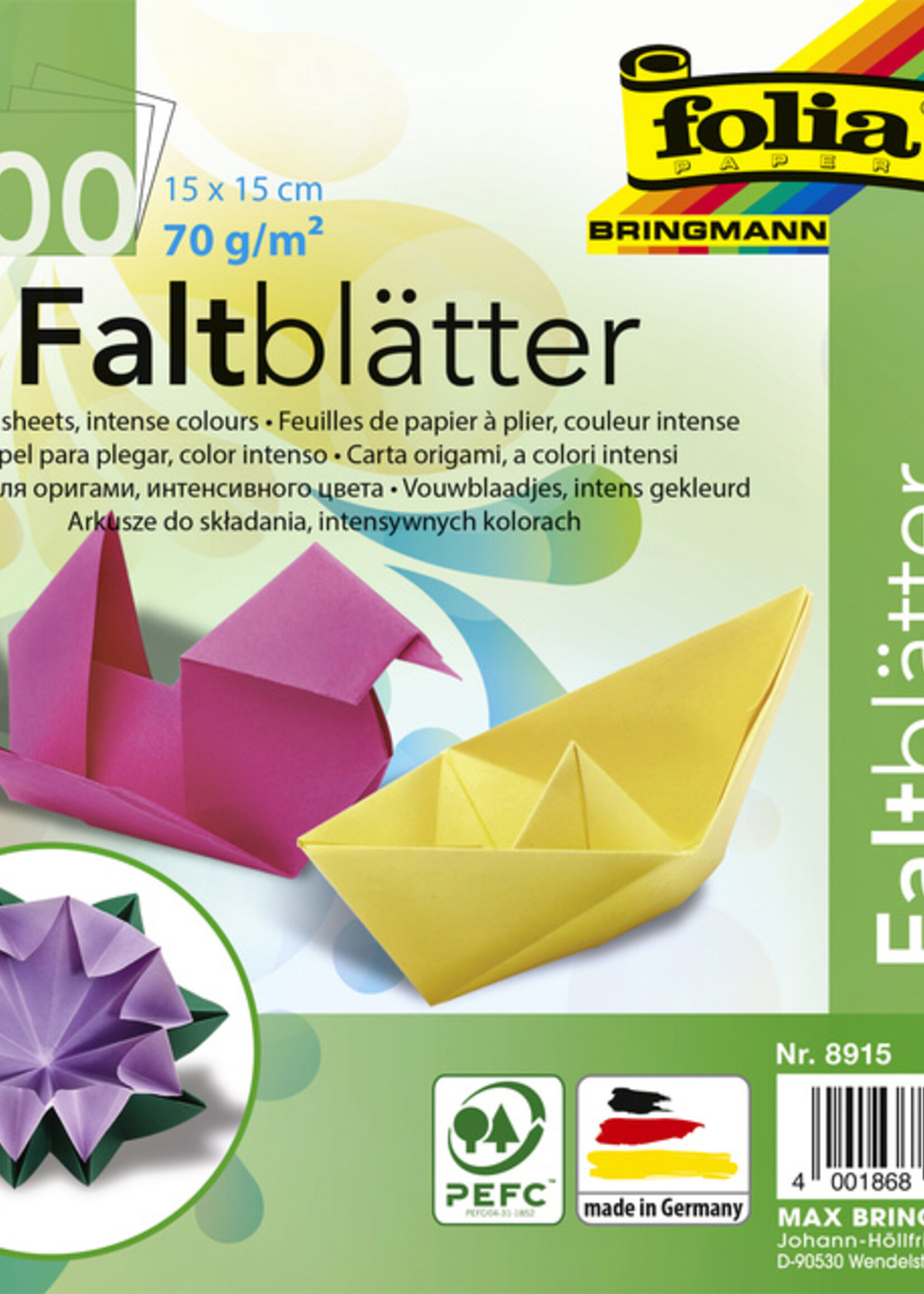 Folia Paper Folia Paper VOUWBLAADJES 20X20CM ASS 100VEL