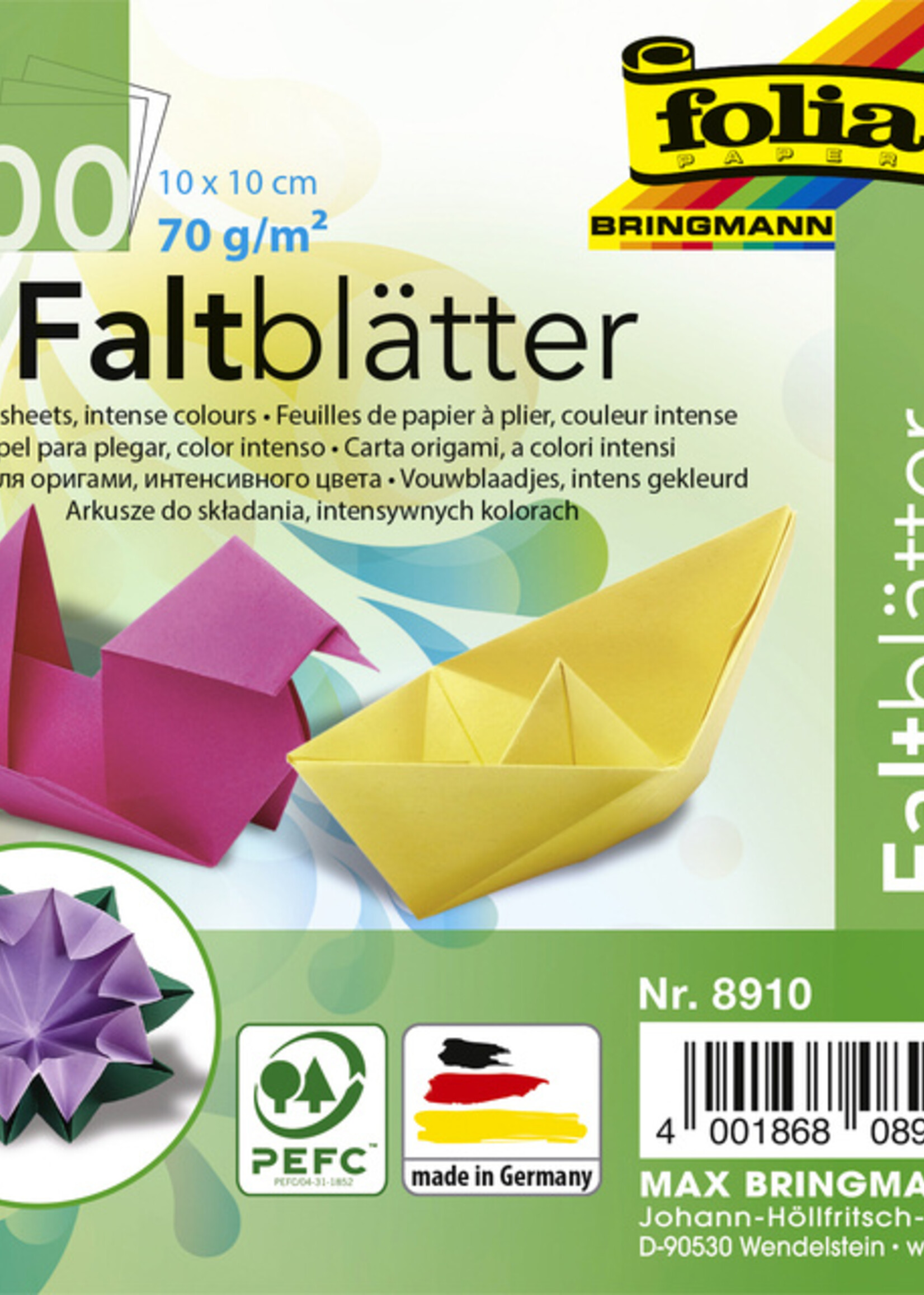 Folia Paper Folia Paper VOUWBLAADJES 10X10CM ASS 100VEL