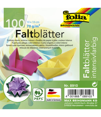 Folia Paper VOUWBLAADJES 10X10CM ASS 100VEL