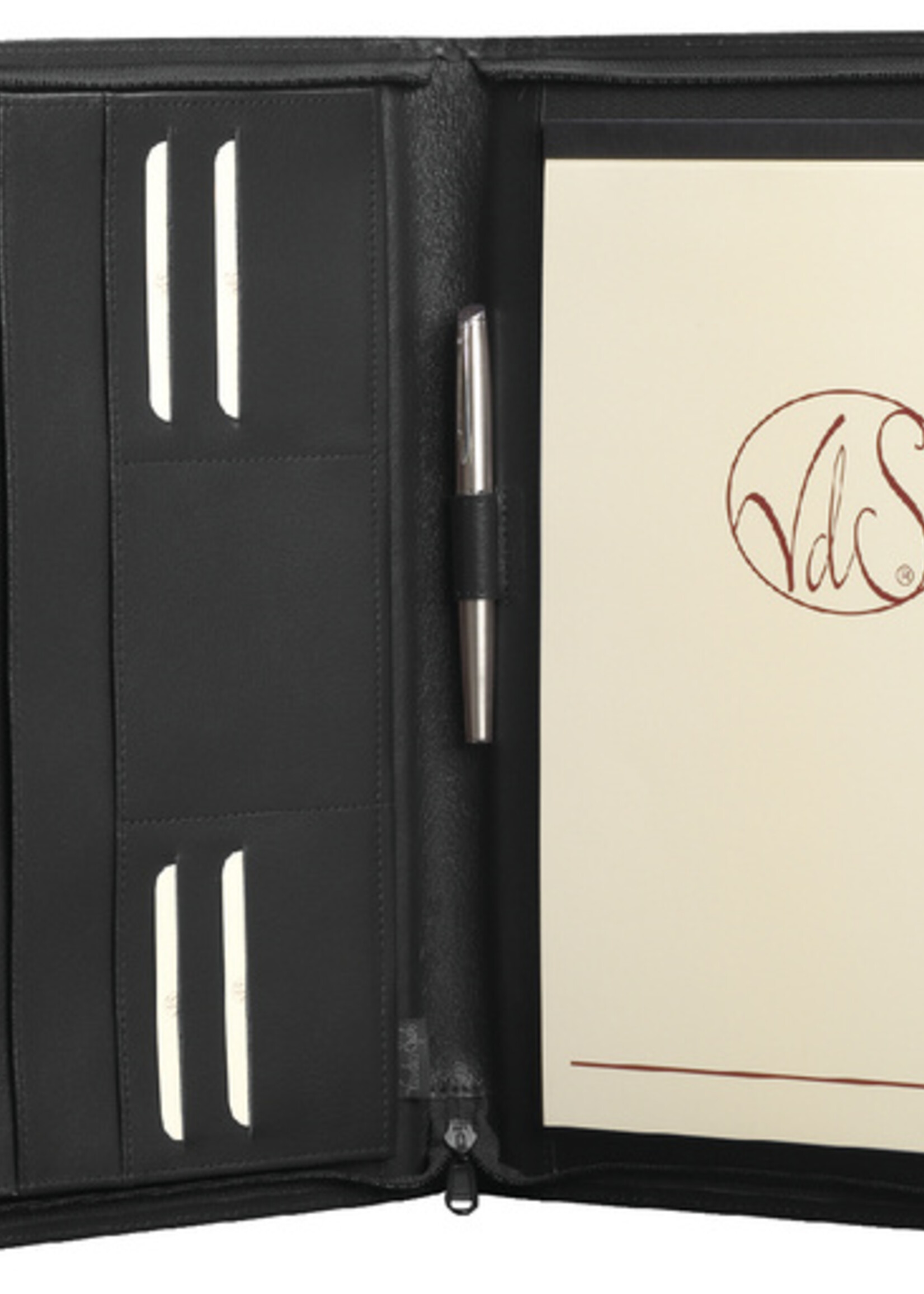 Van der Spek Van der Spek SCHRIJFMAP A4 RITS LEER ZW