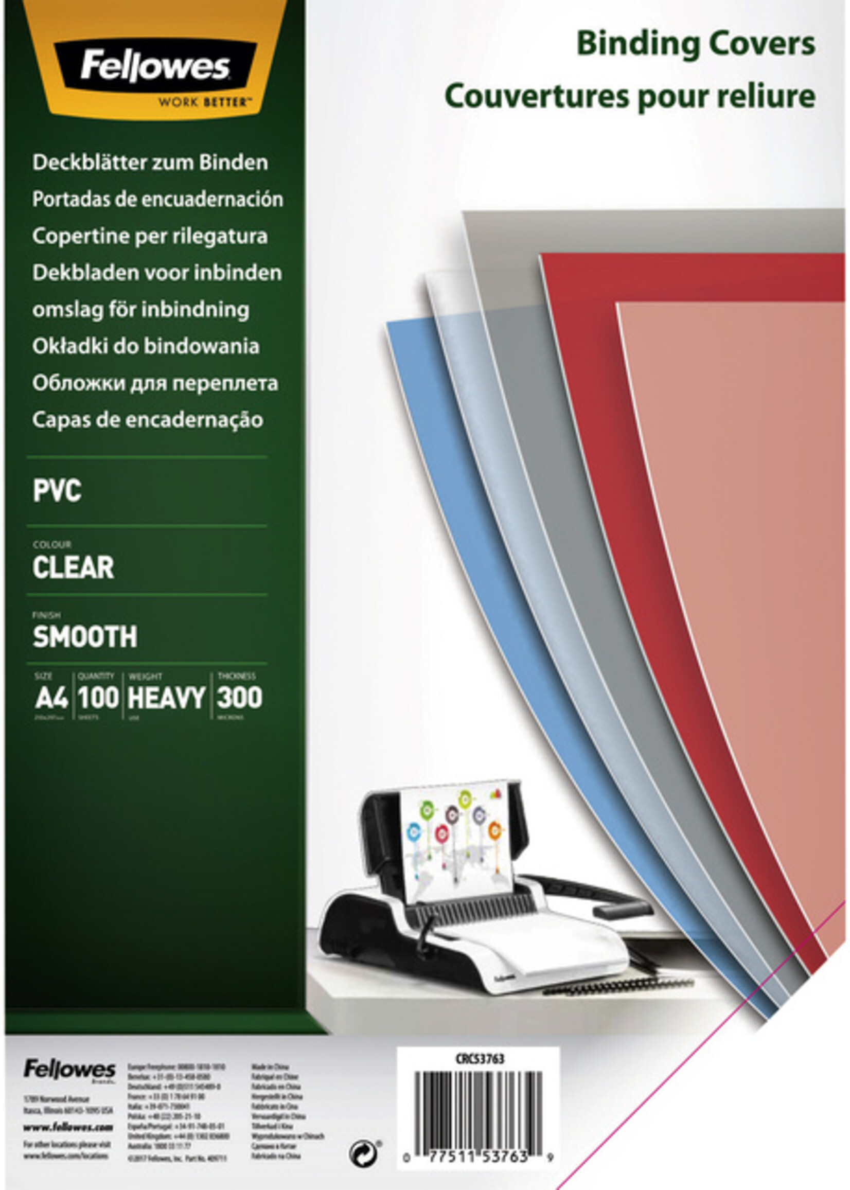 Fellowes Fellowes VOORBLAD A4 PVC 300MIC 100STKS