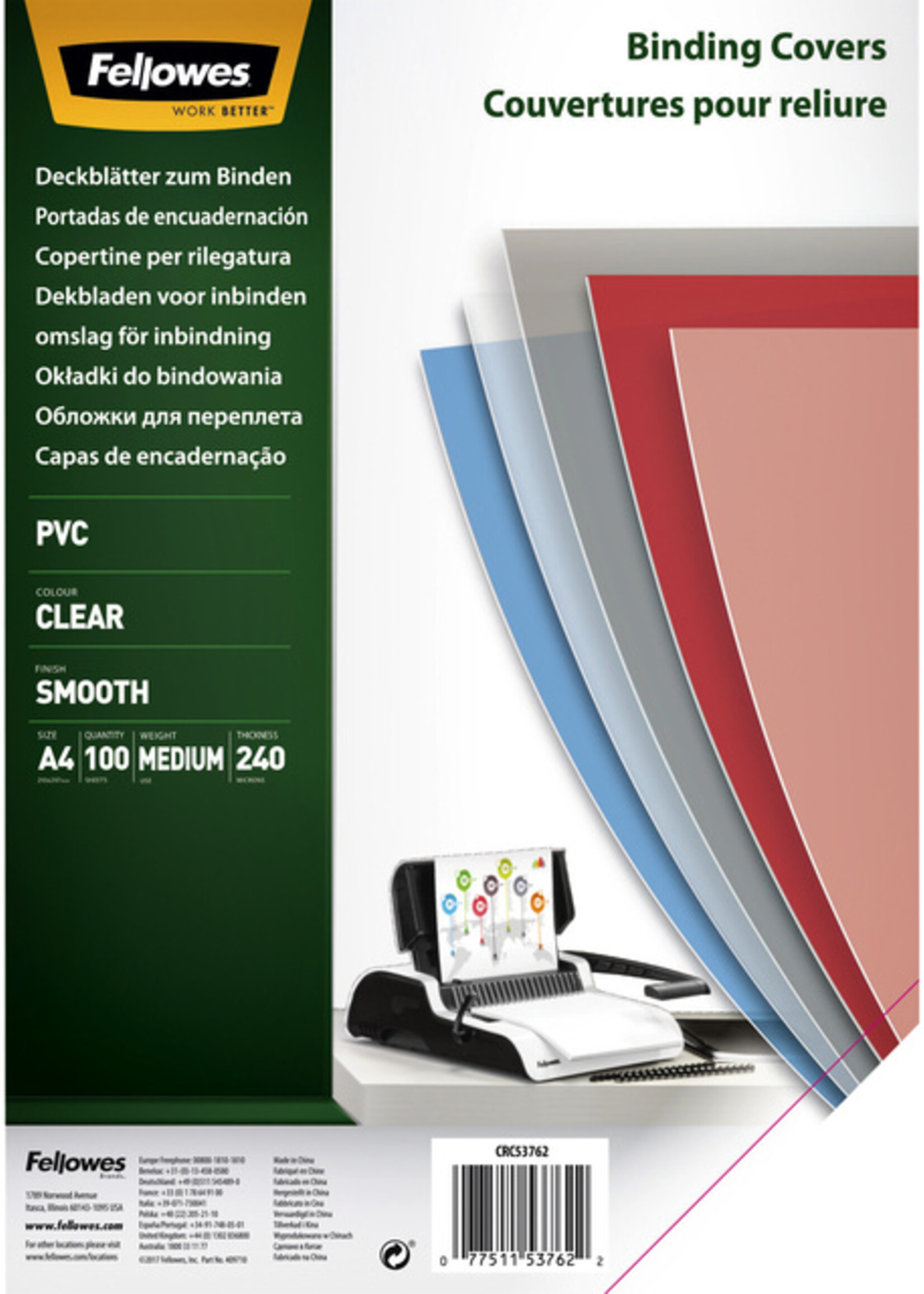 Fellowes Fellowes VOORBLAD A4 PVC 240MIC 100STKS