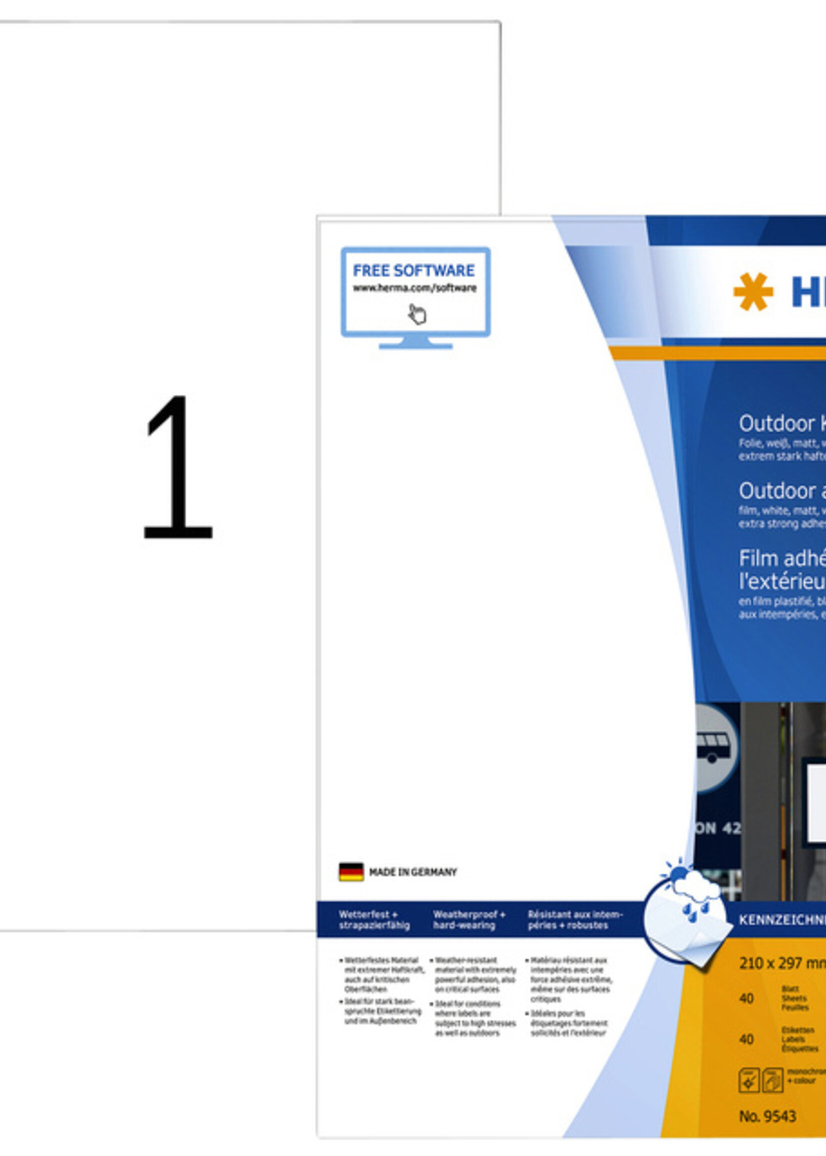 Herma Herma ETIKET 9543 210X297MM A4 OUTDOOR 40STKS