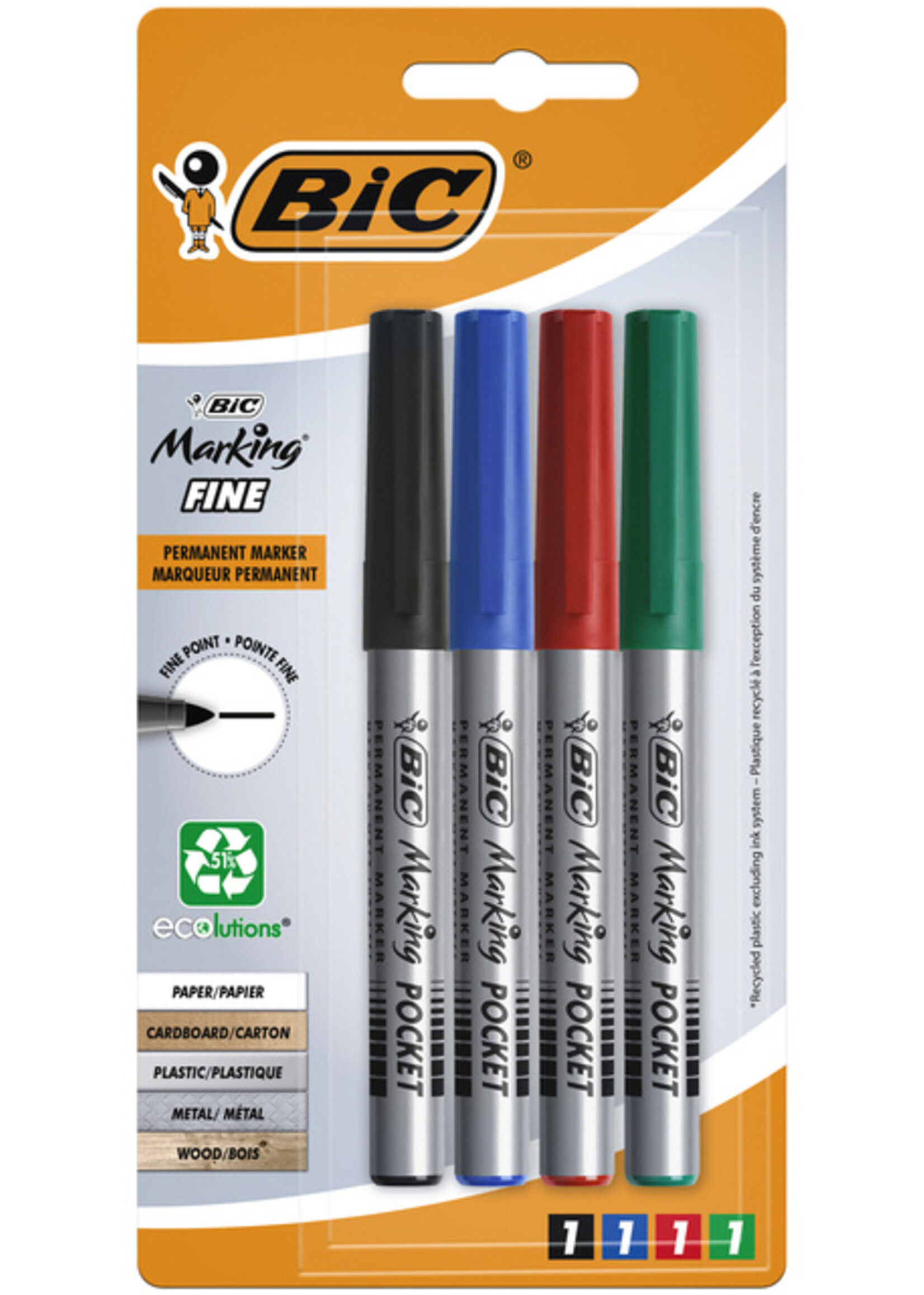 Bic Bic VILTSTIFT ECO ROND ASS 4STKS