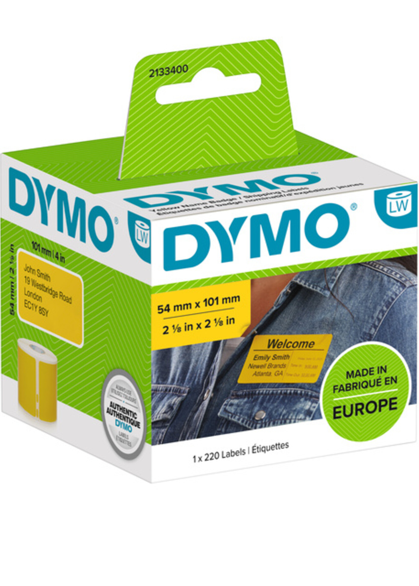 Dymo Dymo L-ETIKET 2133400 54X101MM ZW/GL