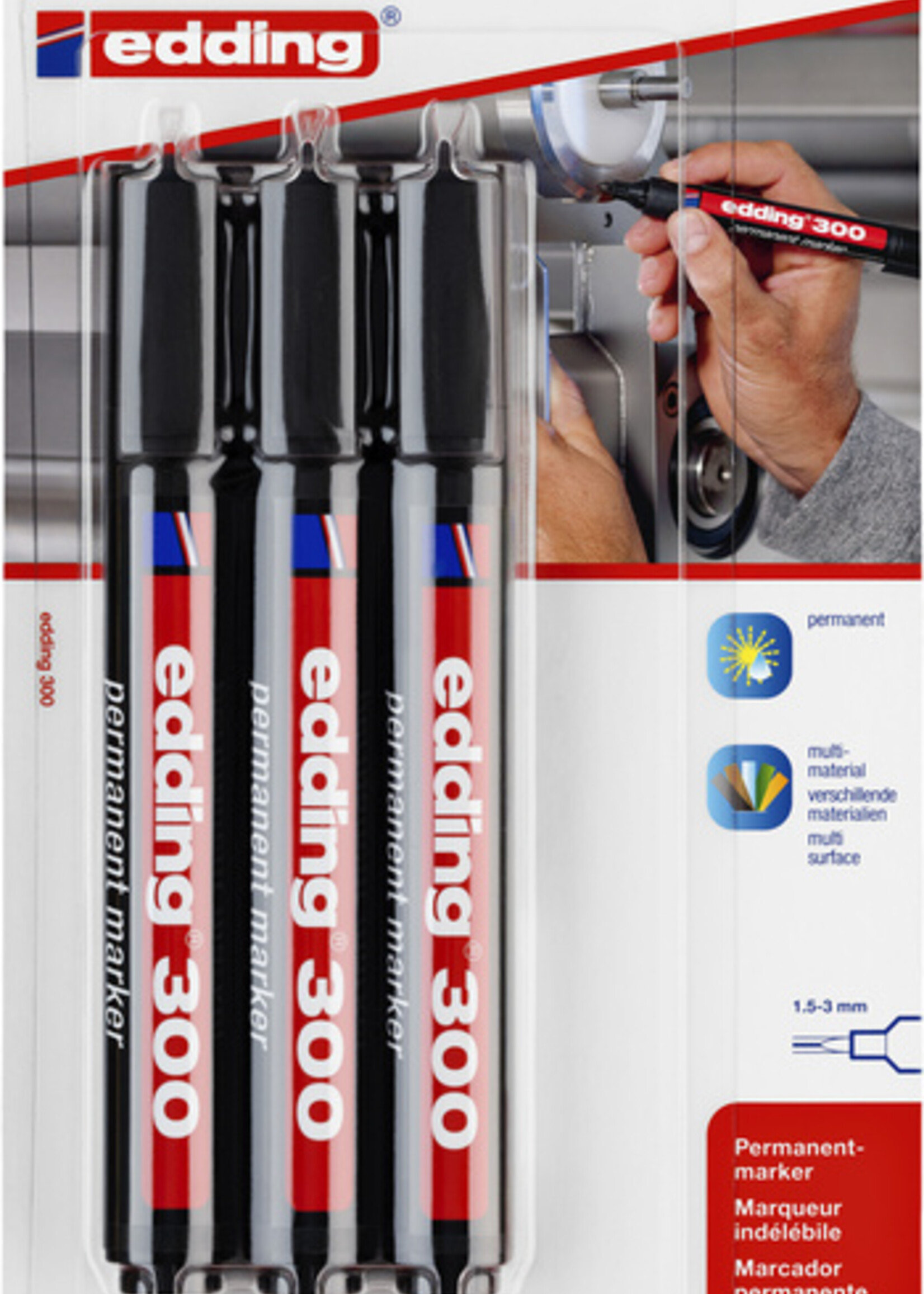 edding edding VILTSTIFT 300 ROND ZW 3STKS