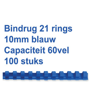 GBC BINDRUG 10MM 21R BL 100STKS