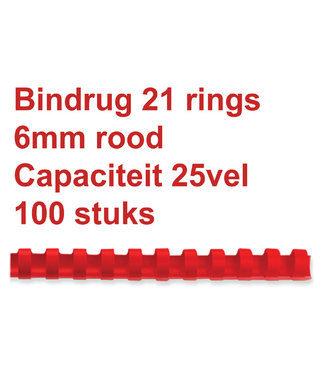 GBC BINDRUG 6MM 21R RD 100STKS