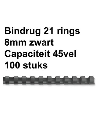 GBC BINDRUG 8MM 21R ZW 100STKS