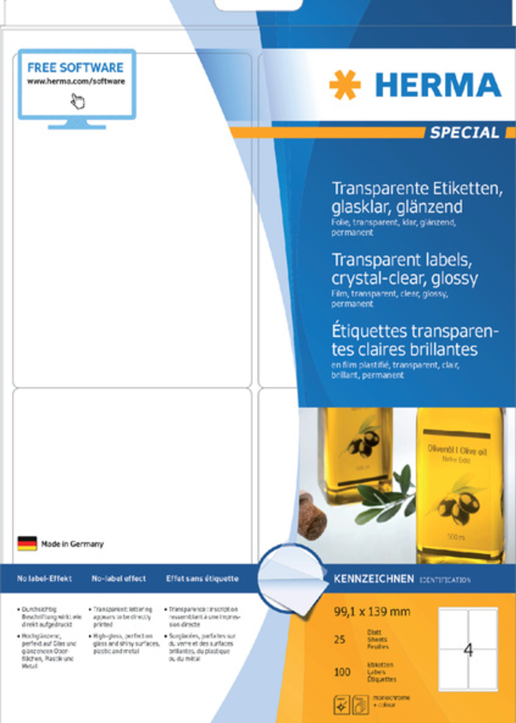 Herma Herma ETIKET 8019 99.1X139MM TRANSP 100STKS