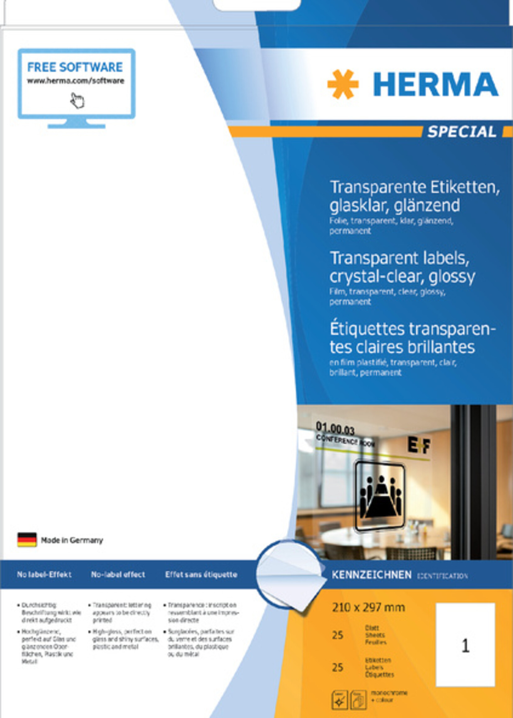 Herma Herma ETIKET 8020 2101X297MM TRANSP 25STKS