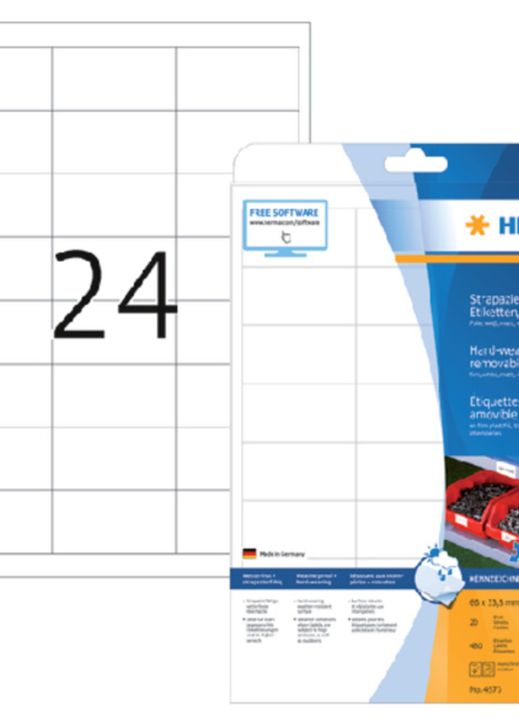 Herma Herma ETIKET 4573 66X33.8MM WT FOLIE 480STKS