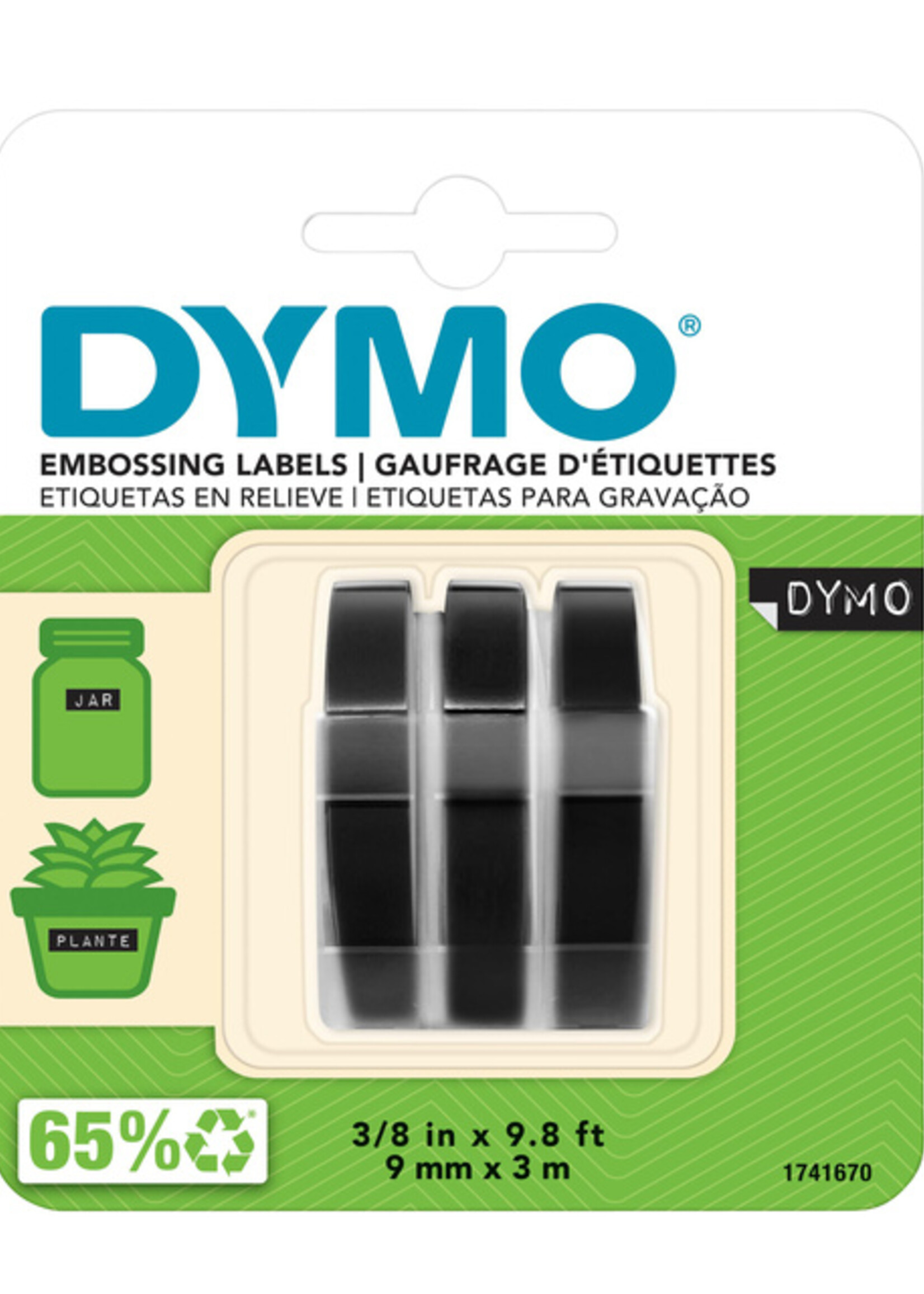Dymo Dymo LABELTAPE 9MMx3M WT/ZW 3ROLLEN
