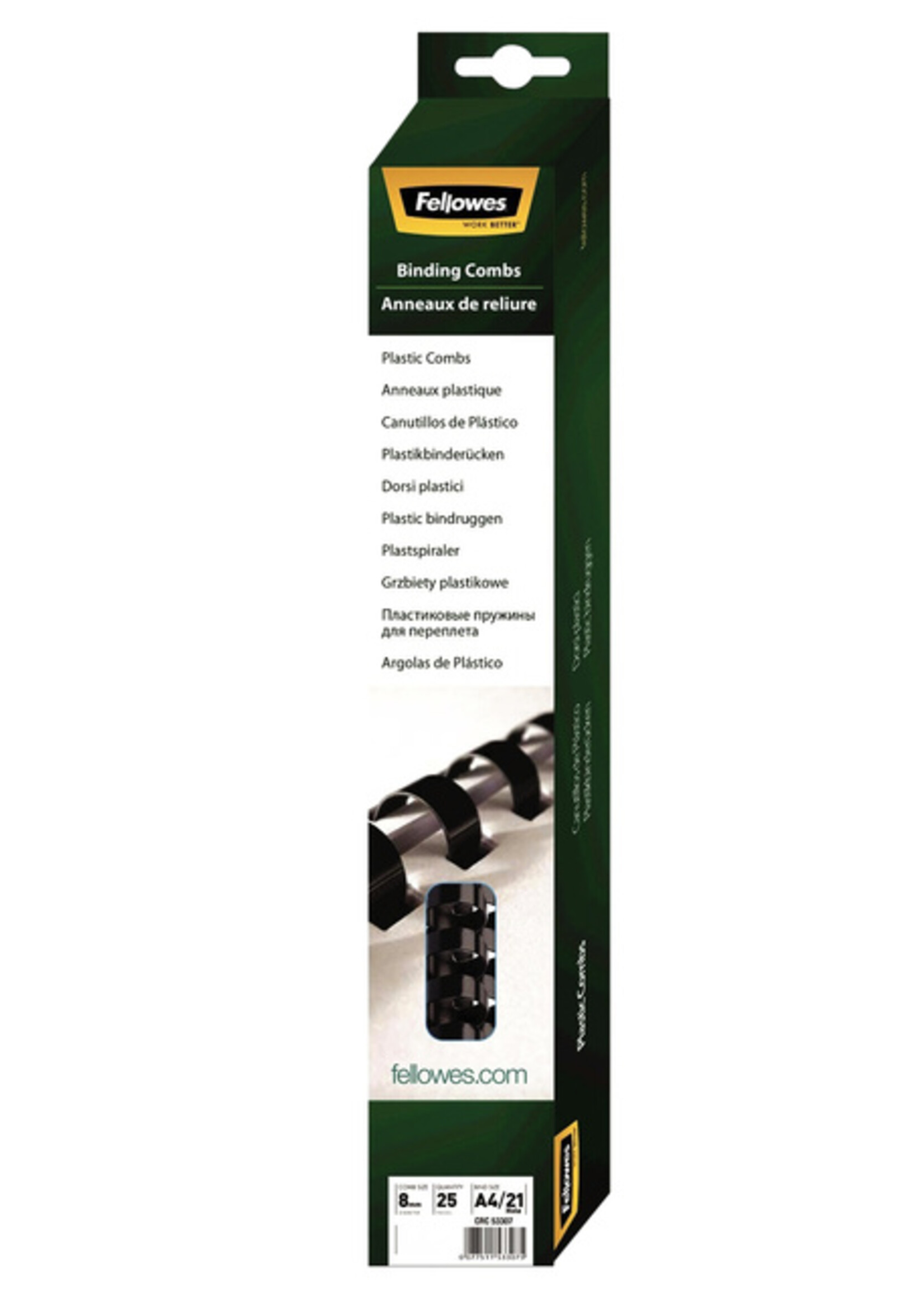 Fellowes Fellowes BINDRUG 8MM 21R WT 25STKS