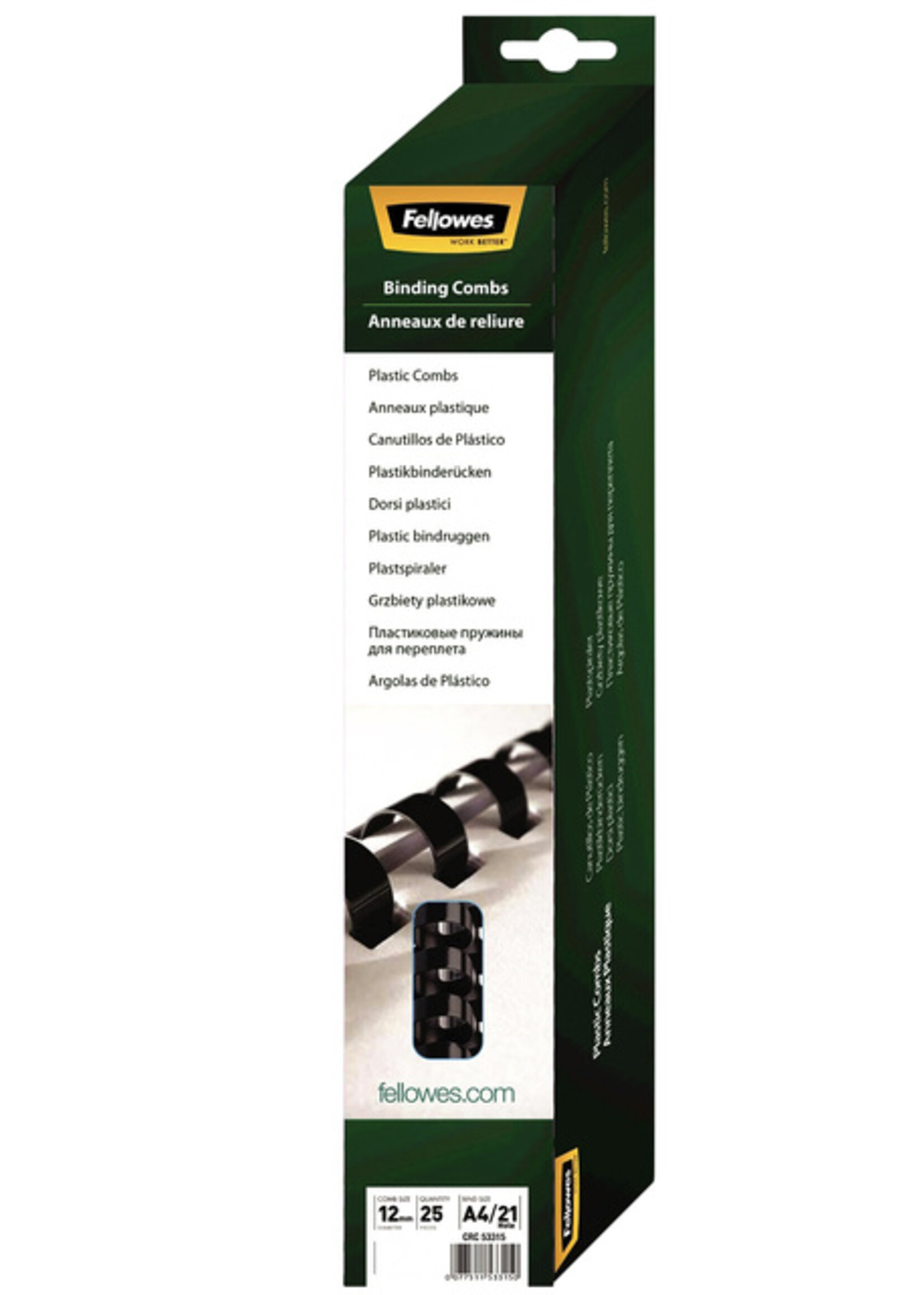 Fellowes Fellowes BINDRUG 12MM 21R ZW 25STKS