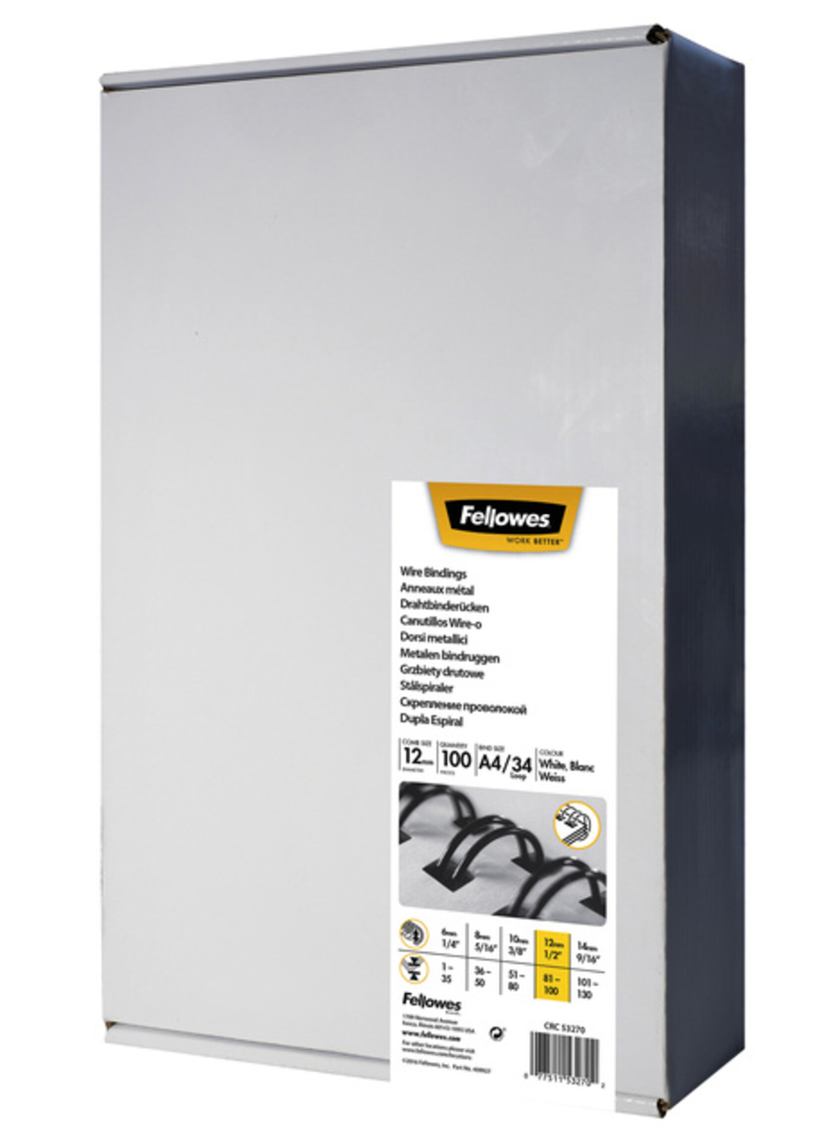 Fellowes Fellowes DRAADRUG 12MM 34R WT 100STKS