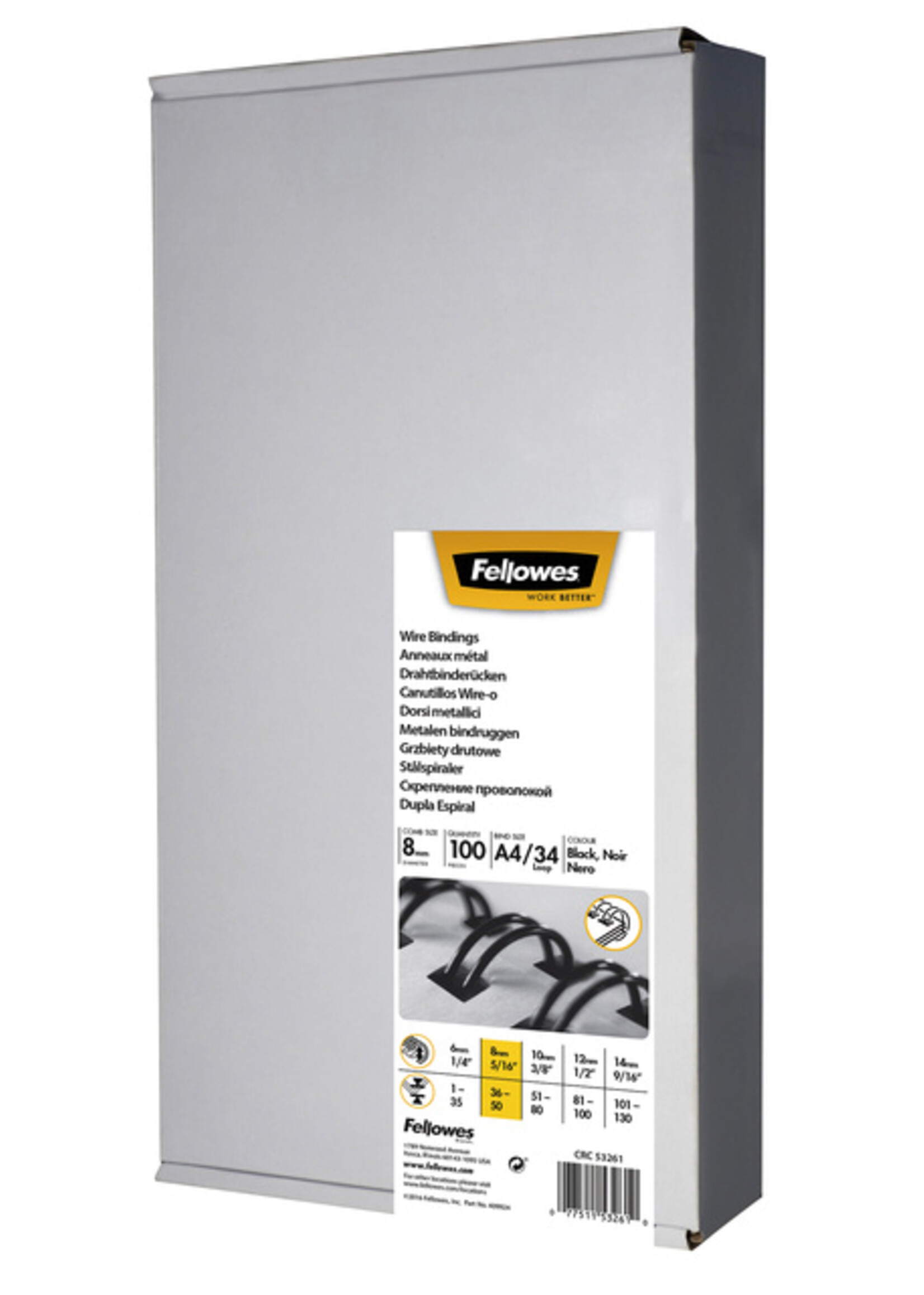 Fellowes Fellowes DRAADRUG 8MM 34R ZW 100STKS