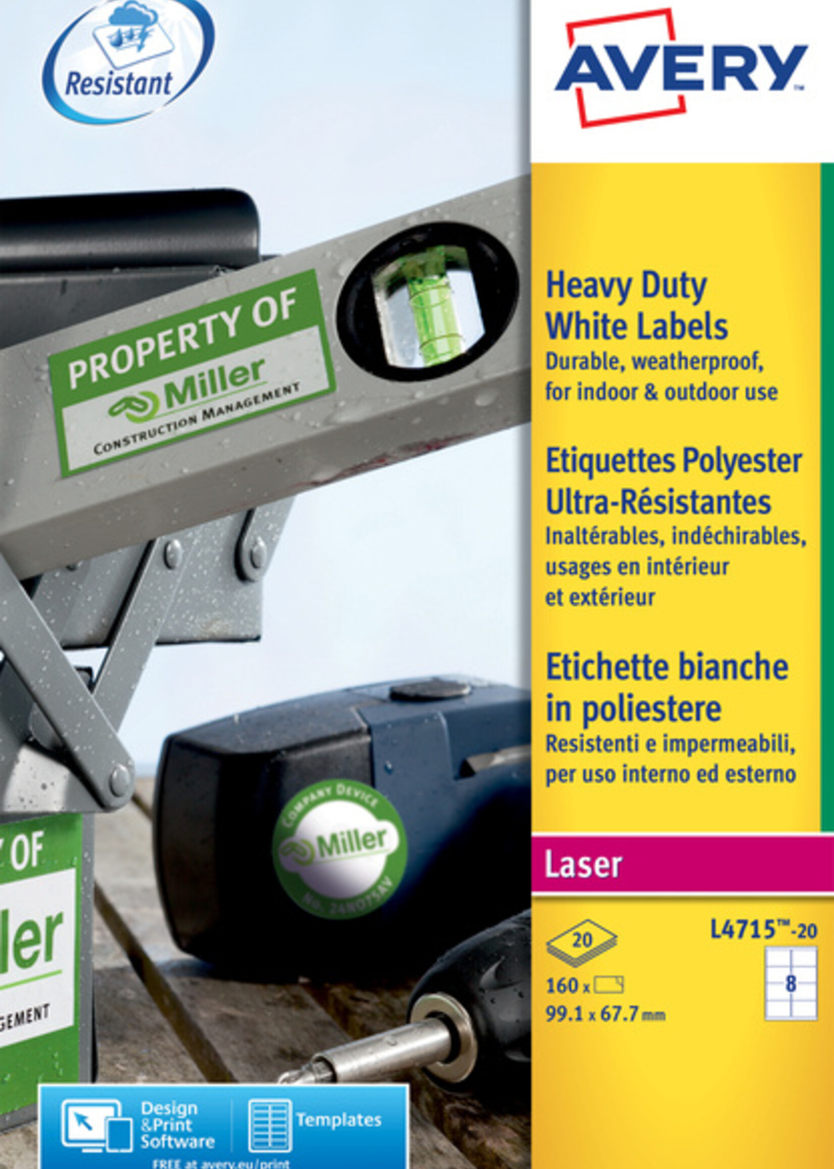 Avery Avery ETIKET L4715 99.1X67.7 WT 160STKS