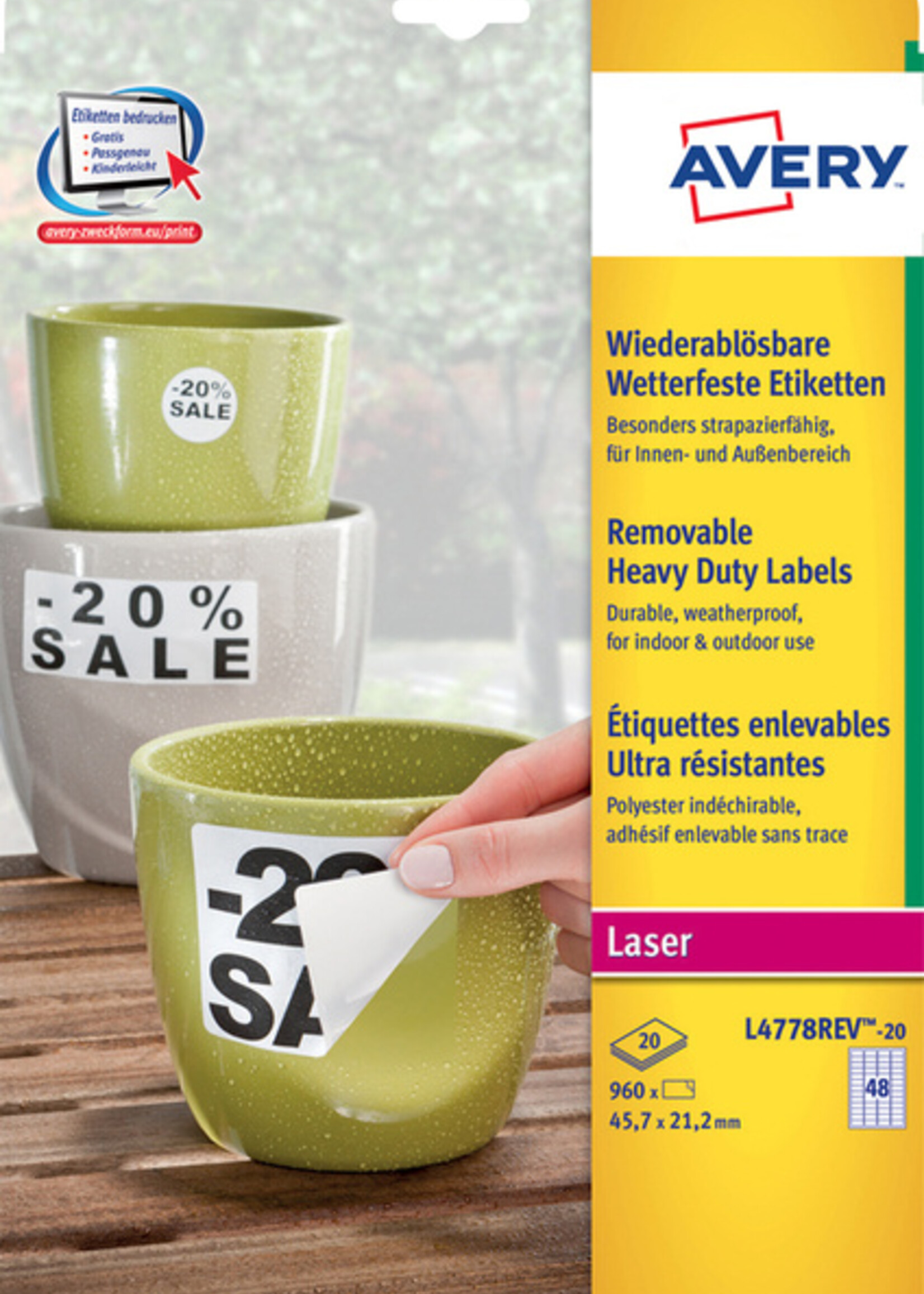 Avery Avery ETIKET L4778 45.7X21.2 WT 690STKS