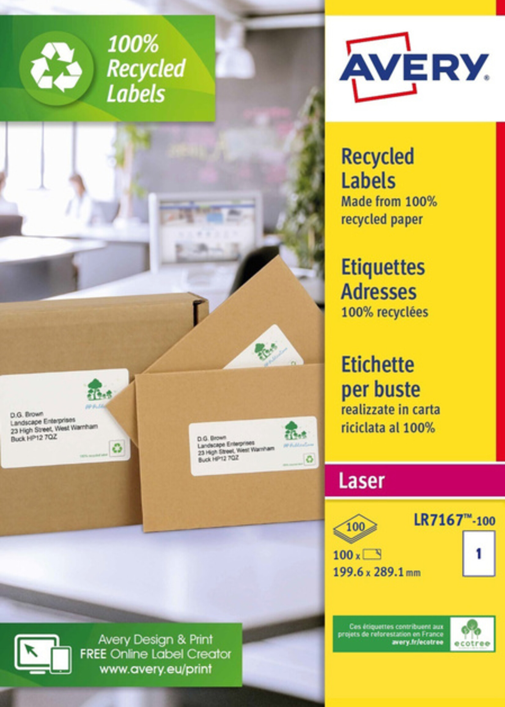 Avery Avery ETIKET LR7167 199.6X289MM WT 100STKS