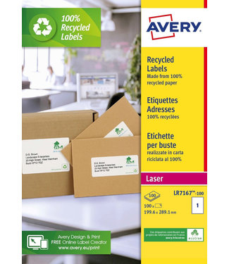 Avery ETIKET LR7167 199.6X289MM WT 100STKS