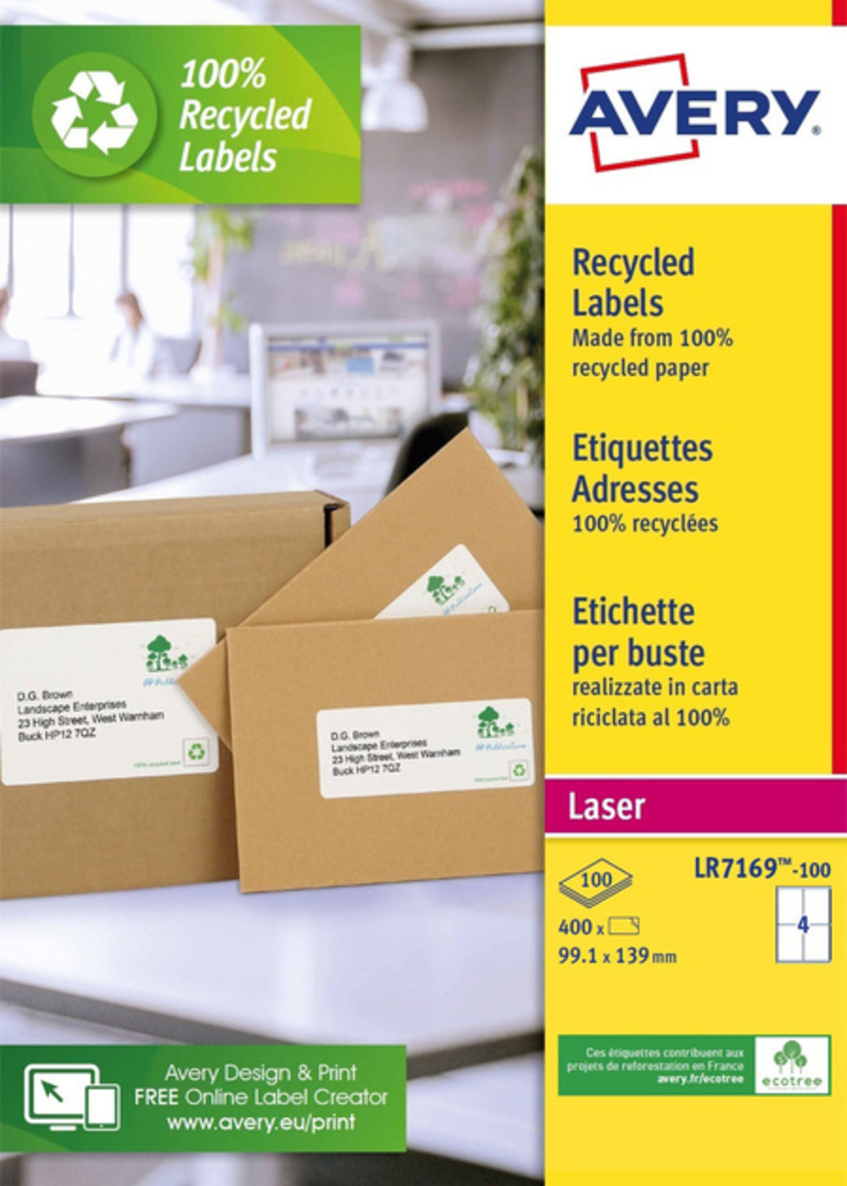 Avery Avery ETIKET LR71690 99.1X139MM WT 400STKS