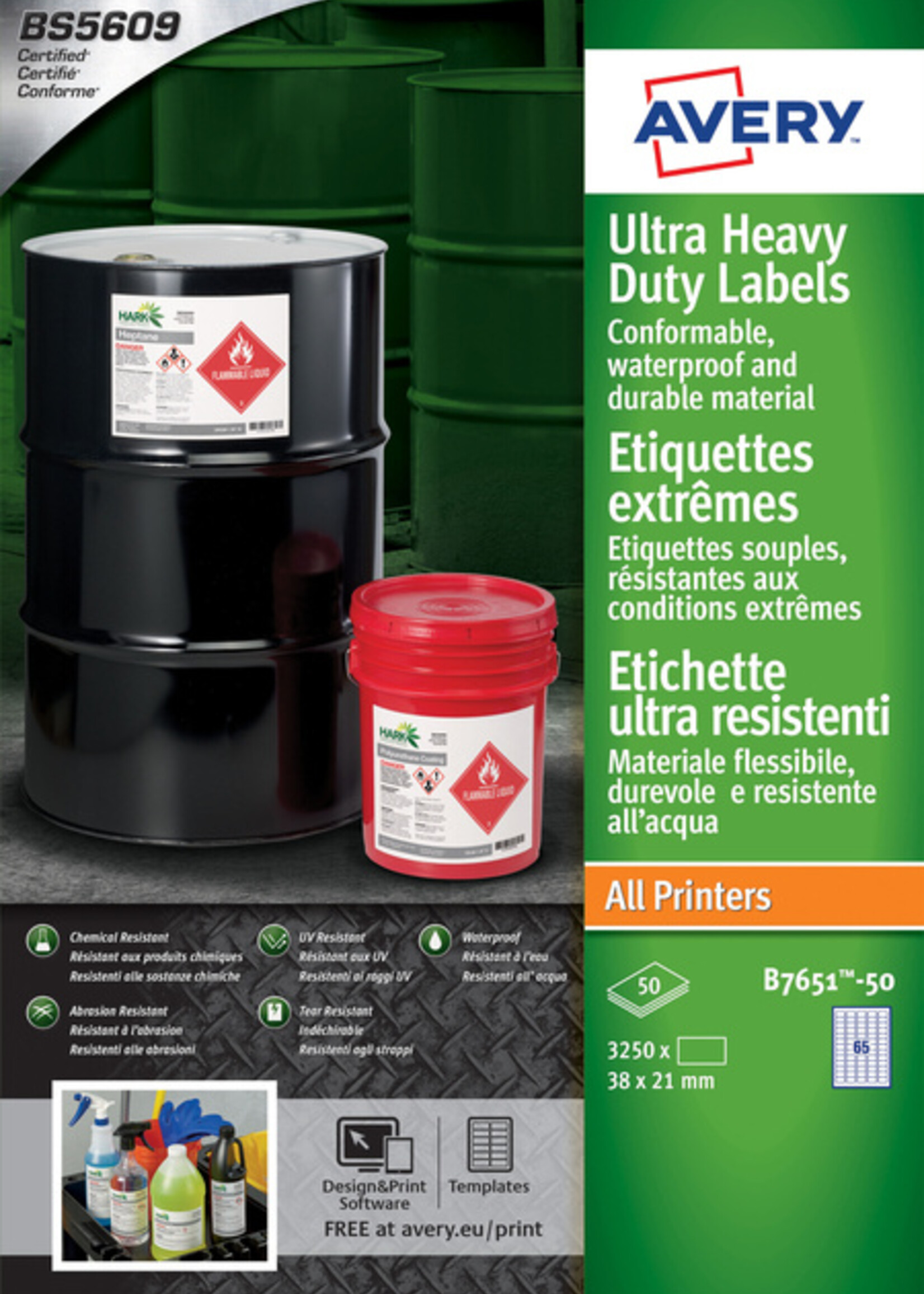 Avery Avery ETIKET B7651 38X21MM WT 3250STKS