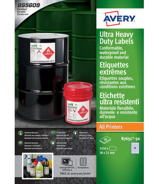 Avery ETIKET B7651 38X21MM WT 3250STKS