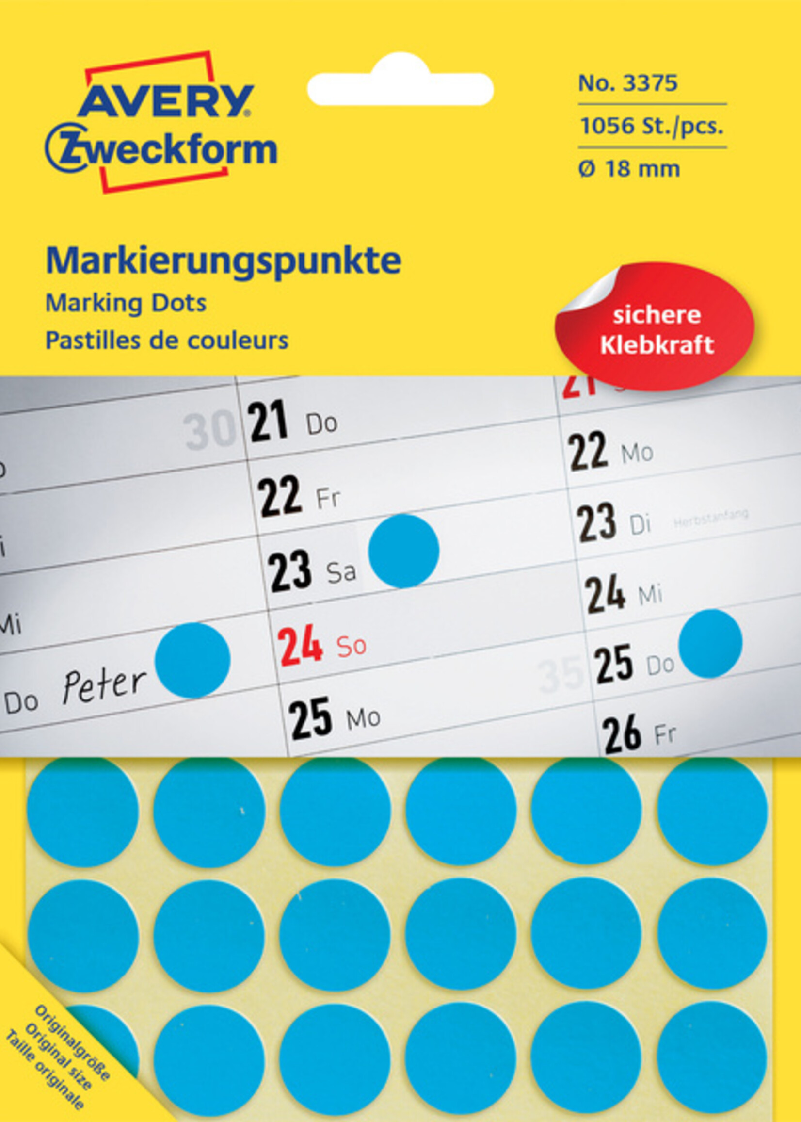 Avery Zweckform Avery Zweckform ETIKET 3375 18MM RND BL 1056STKS