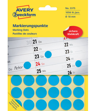 Avery Zweckform ETIKET 3375 18MM RND BL 1056STKS