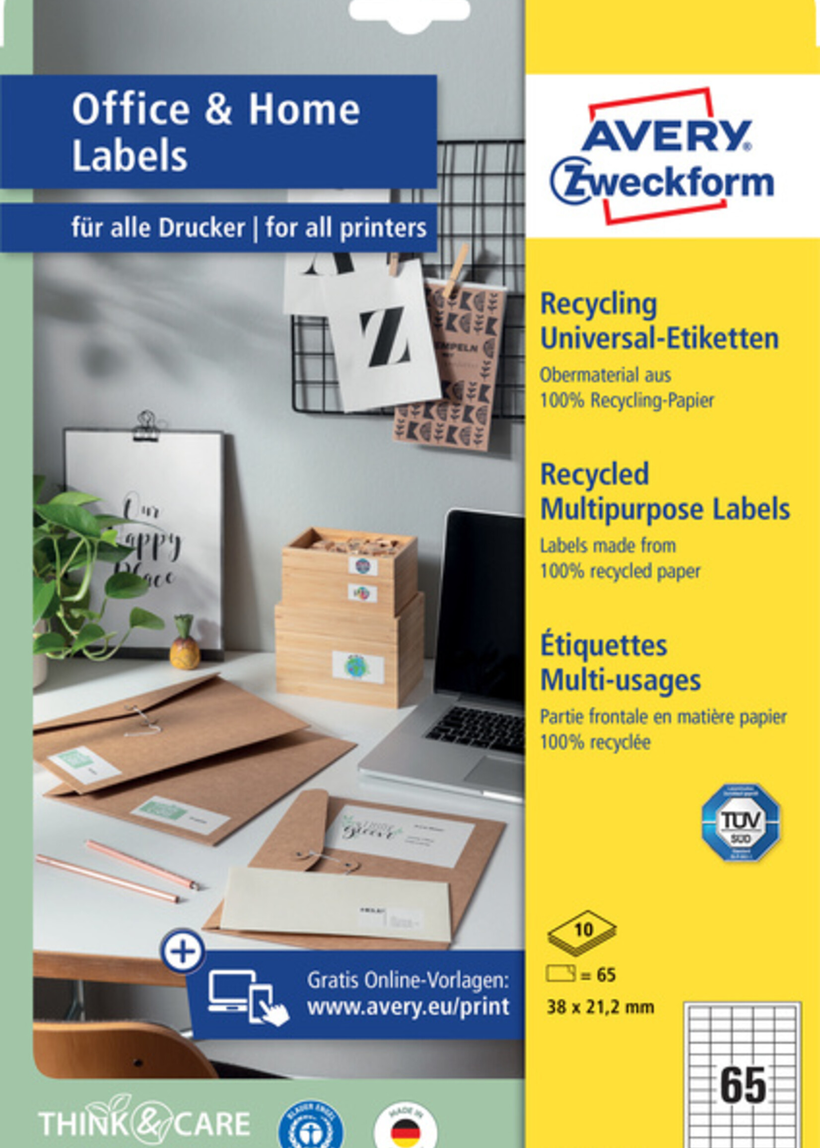 Avery Zweckform Avery Zweckform ETIKET LR3666 38X21.2MM WT 650STKS