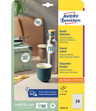 Avery Zweckform ETIKET L3415 40MM WT 240STKS