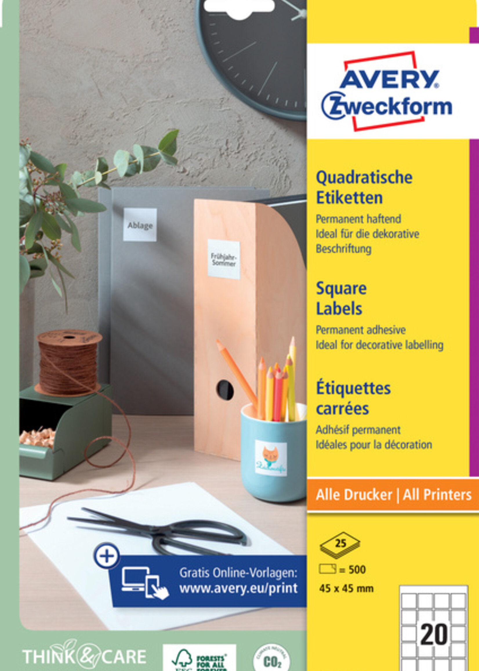 Avery Zweckform Avery Zweckform ETIKET L7121 QR 45X45MM 400STKS