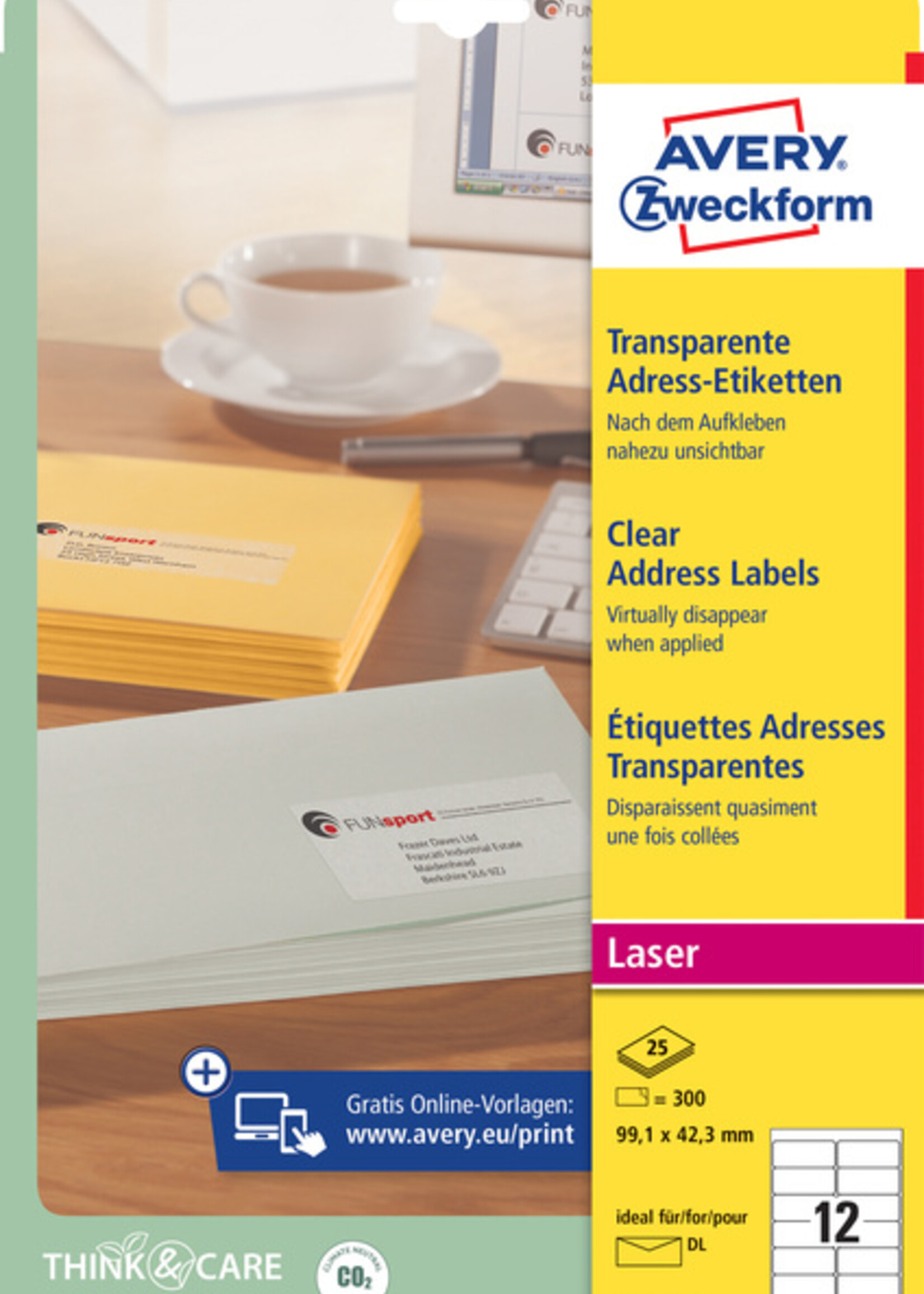 Avery Zweckform Avery Zweckform ETIKET L4772 99.1X42.3MM 300STKS