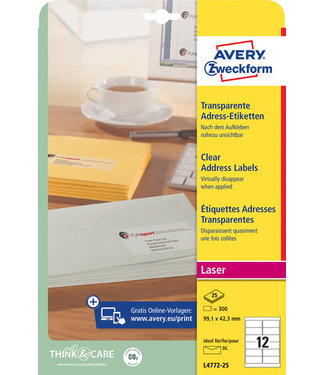 Avery Zweckform ETIKET L4772 99.1X42.3MM 300STKS