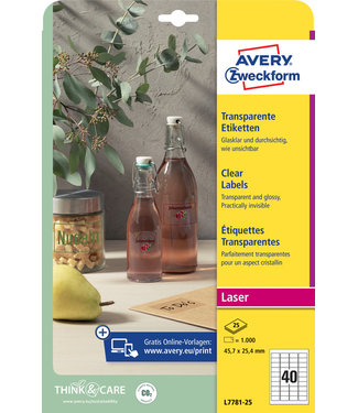 Avery Zweckform ETIKET L7781 45.7X25.4MM TRANSP 1000STKS