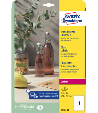 Avery Zweckform ETIKET L7784 210X297MM TRANSP 25STKS