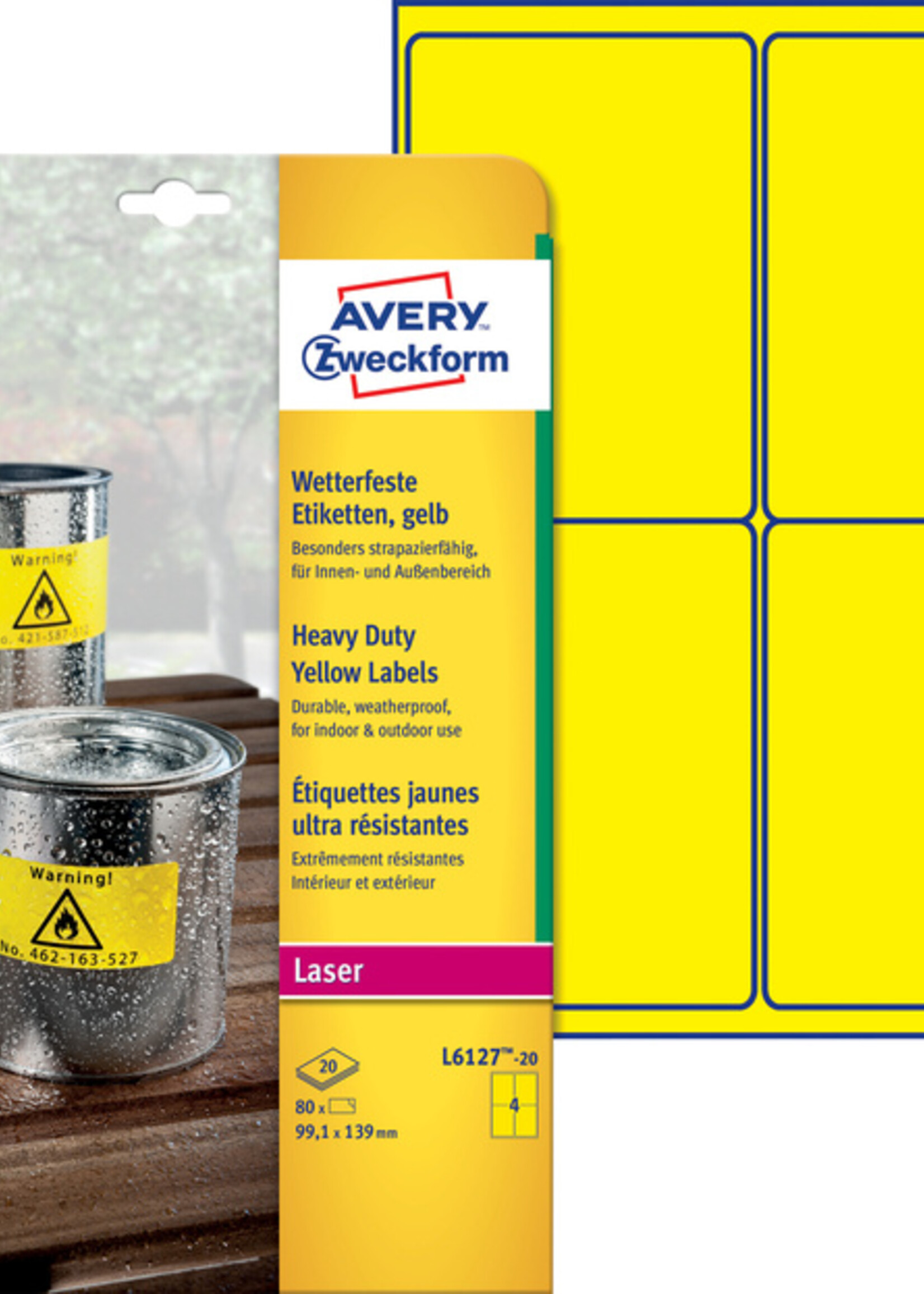 Avery Zweckform Avery Zweckform ETIKET L6127 99.1X139MM GL 80STKS