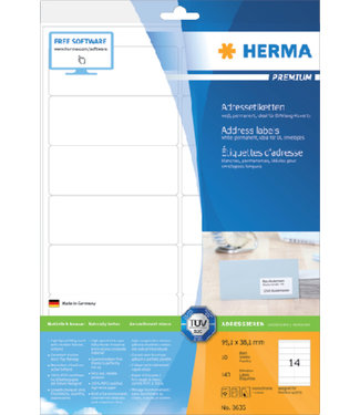 Herma ETIKET 8635 PREM 99.1X38.1MM WT 140STKS