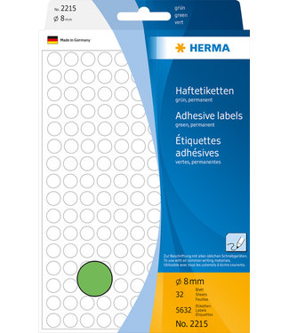 Herma ETIKET 2215 8MM GN ROND 5632STKS