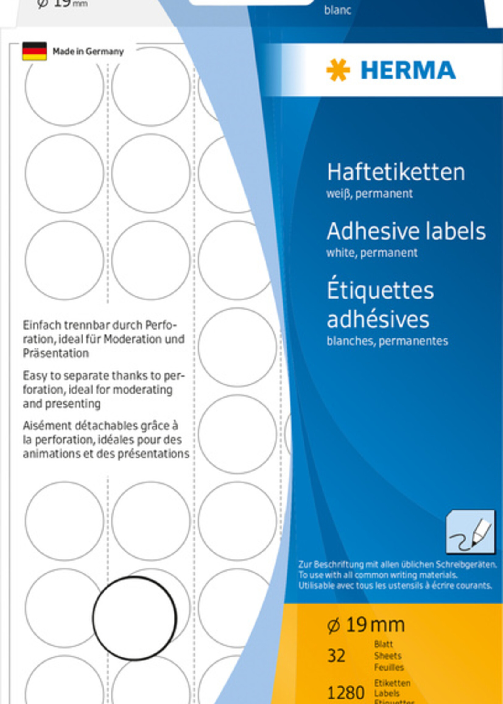 Herma Herma ETIKET 2250 19MM WT ROND 1280STKS