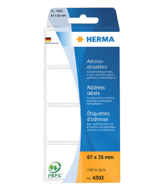 Herma ETIKET ADRES 4302 67X35MM 250STKS ZIGZ